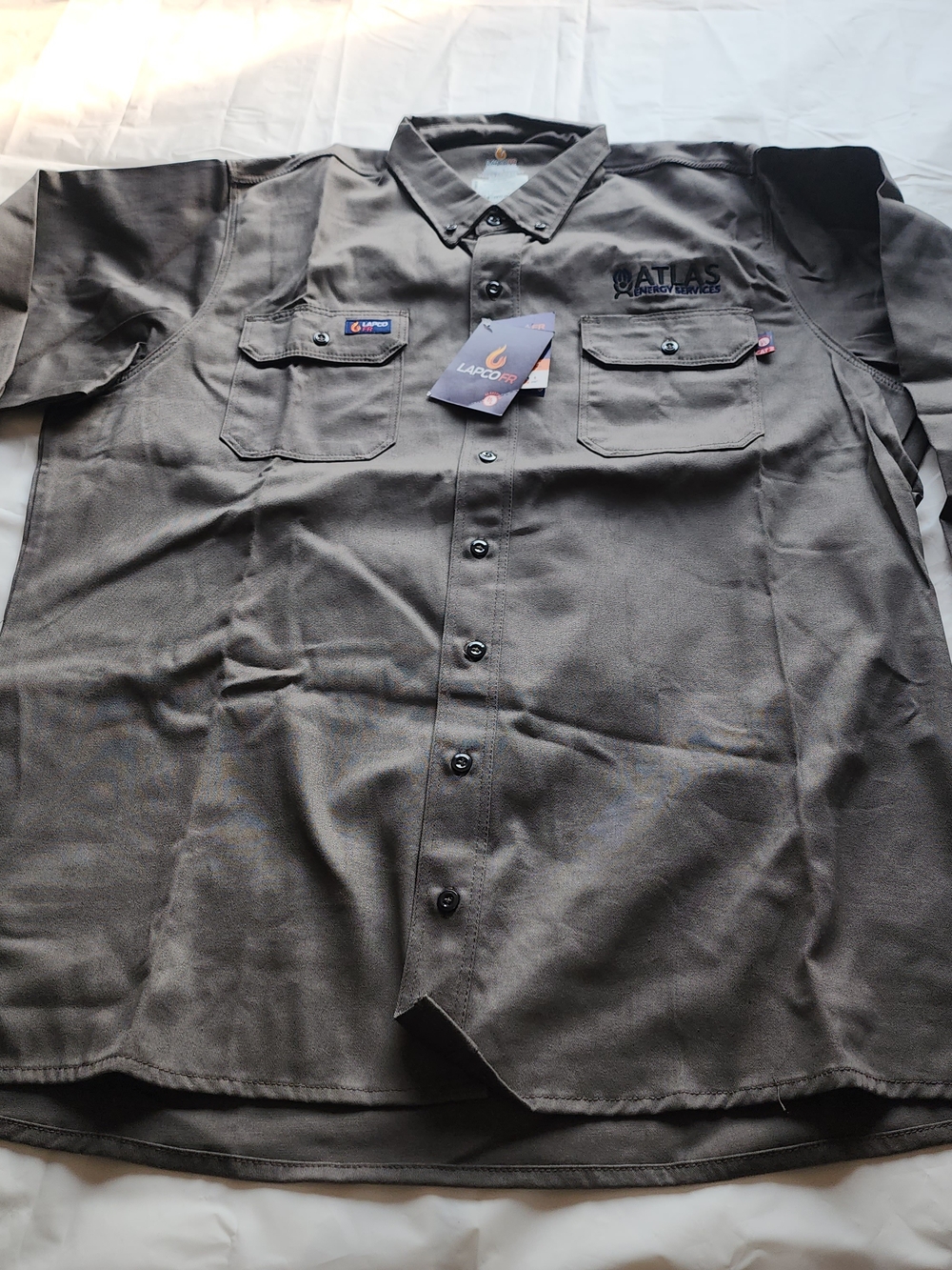LAPCO FR FLAME-RESISTANT CAT2 MEN'S WORKWEAR GRAY LONG SLEEVE SHIRT SIZE XL-LONG